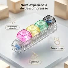 Brinquedo Fidget Teclado Gamer Retro Iluminado Alívio Estresse 3 Cores Chaveiro Presente ASMR