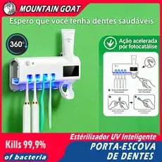 Dispenser de Pasta de Dente com Esterilizador UV para Escovas Porta Escova Dentes Com Esterilizador Uv Aplicador Pasta