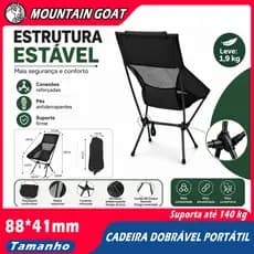 Cadeira Dobrável Portátil Suporta até 140kg Acompanha Bolsa Para Transporte - Praia Camping Pesca