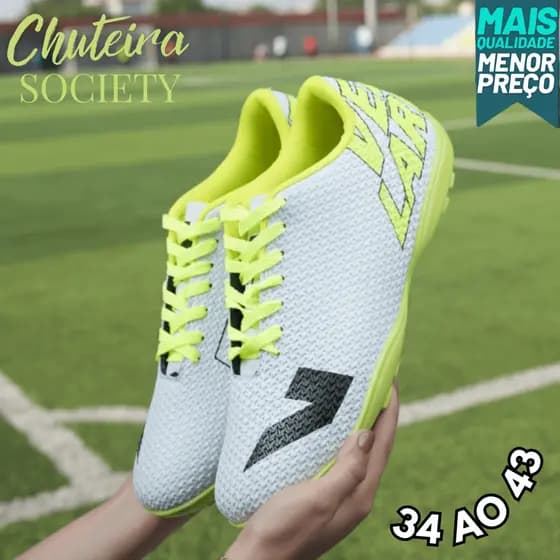 Chuteira Society Profissional Masculina Solado Em Borracha Macia