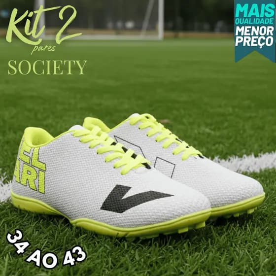 Kit 2 Pares Chuteira Society Masculina Para Jogadores de Alta Performance