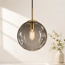Pendente Bola Decorativo De Vidro Moderno Fumê 25cm