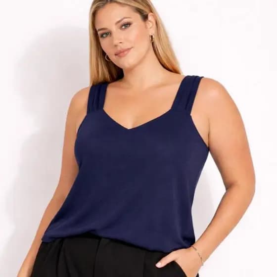 Blusa Feminina Estilosa Blusa Plus Size Feminina Regata Decote V Duna Roupa Feminina Elegante