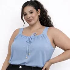 Blusa Feminina Estilosa Blusa Plus Size Regata Duna Cordão Ajustável Decote Roupa Feminina Elegante