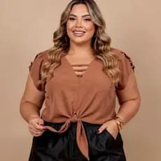 Blusa Feminina Estilosa Blusa Plus Size Feminina Amarração Duna Decote Roupa Feminina Elegante