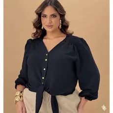 Blusa Feminina Estilosa Manga Longa Com Amarração Duna Blusa Feminina Roupa Feminina