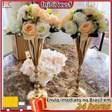Vaso De Flores De Mesa , 2 Peças , Peça Central De Casamento , Decoração , Enfeites Artificiais Douradas Para Parte De A