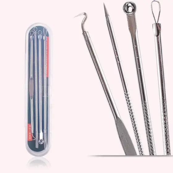 Extrator de espinhas de aço inoxidável, agulha dupla para cravos