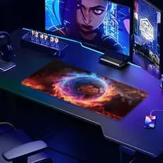 Mouse Pad Gamer Grande RGB Terra Fogo 80x30cm Antiderrapante e Confortável