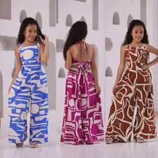 Macacão Feminino Menina Infantil e Juvenil Pantalona Estampado Luxo Crepinho Premium (10 ao 16 anos)