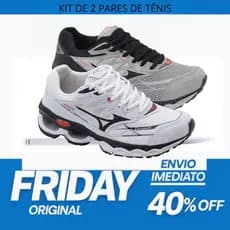 Kit 2 Pares Tênis Masculino Para Academia Corrida Confortável Wave