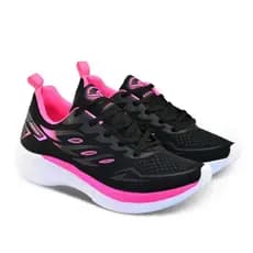 Tenis Feminino Escolar Academia Original Corrida Caminhada Lançamento PRETO PINK