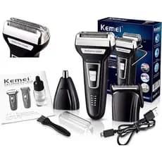 Máquina de Cortar Cabelo 3 em 1 Aparador de Pelos Nariz e Orelhas Kemei KM-6558