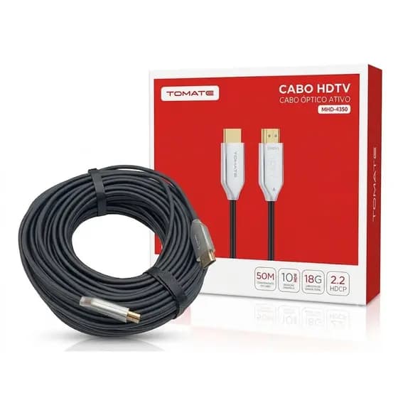 Cabo Hdmi 2.0 60hz Fibra Óptica 50 Metros 4k Alta Definição