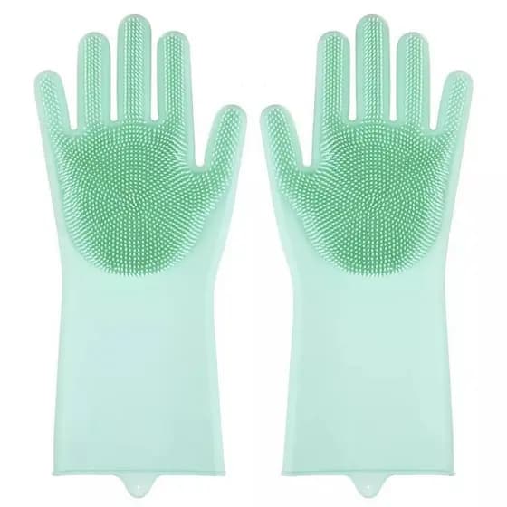 1 Par De Luvas Esponja Lava Louça De Silicone