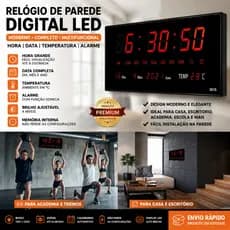 Relógio Digital Led Grande Sala Multifunção