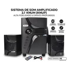 Caixa de Som Subwoofer Knup KP-RO814 Bluetooth 2.1 45W Preto