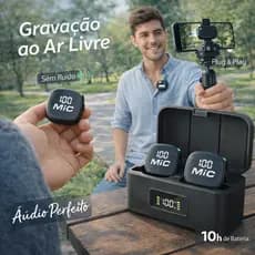 Microfone Sem Fio Lapela Magnético Ai Para Live E Vídeo