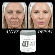 Creme Rosto 40 com Colágeno e Vitamina E Antirrugas Creme para Rugas Lucy"s - 100g.