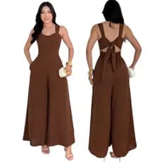 Macacão Feminino para Festa Social Pantalona Bojo Crepe Duna P ao GG Plus Size Até 46 Envio Imediato