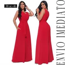Macacão Pantalona Feminino Com Bolso Faixa na Cintura e Zíper Tecido Crepe Dunas Envio Imediato