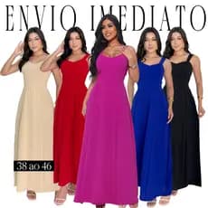 Vestido Feminino Longo Crepe Duna Elegante para Festas Com Bojo P ao GG (46) Envio Imediato