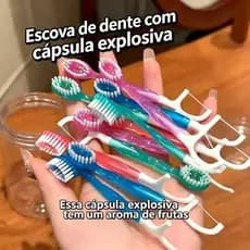 Escova de Dentes de Viagem Descartável 5 em 1 com Pasta em Grânulos e Fio Dental –12 Unidades