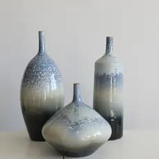 Moderno novo estilo chinês cor esmalte vaso de cerâmica conjunto de três peças modelo quarto acessórios para casa decora