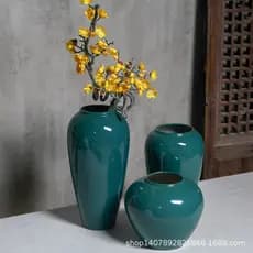 Jingdezhen vaso hidropônico nórdico cerâmica Retro ornamentos criativos chinês simples Celadon novo chinês azul branco p