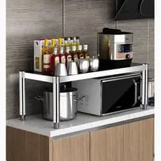 Prateleira de cozinha de aço inoxidável, camada única, forno de micro-ondas, compartimento de armário em camadas, Rack d