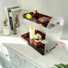 Mesa de lavagem prateleira cosmética bancada banheiro luz estilo luxo acrílico Multi-camada prateleira de armazenamento