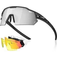 Óculos de Ciclismo Polarizados X-TIGER com 5 Lentes Intercambiáveis, Óculos de Sol Esportivos para MTB, Ciclismo, Beiseb