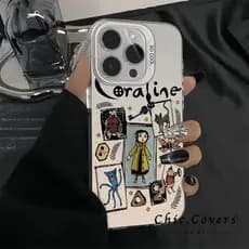 Capinha de Coraline Para iPhone X Xr Xs 11 12 13 15 14 16 Pro Max 7 8 Capa de telefone Resistente A Choques Case celular