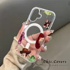 Capa magnética acrílica Toy Story Pixar para iPhone 17 16 15 14 13 12 11 X XS Max, antichoque transparente