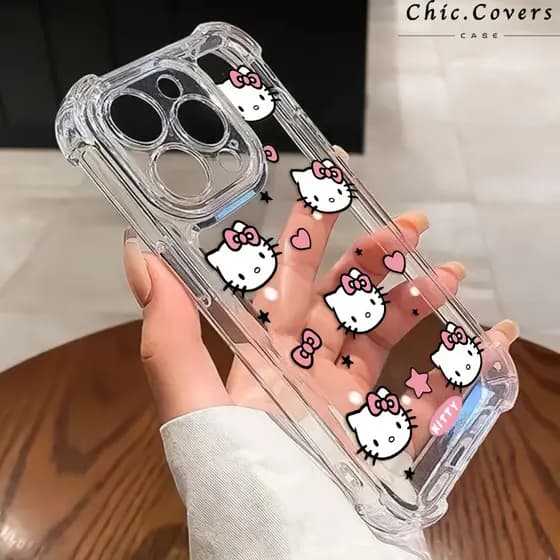 Capinha Capa de Transparente Gatinho fofo Para iPhone 11 14 15 16 12 17 13 pro max 7/8 plus produto em alta