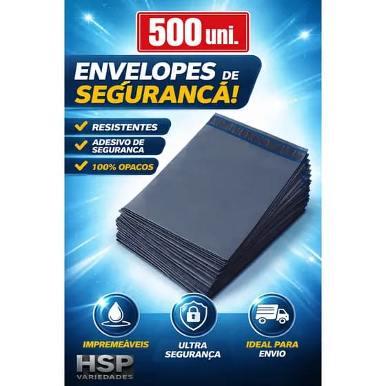 Kit 500 Envelopes de Segurança 19x25 cm
