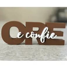 Letreiro Decorativo CRE e Confie em PLA | Enfeite de Mesa | 14,1cm | Marrom Branco Preto