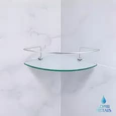 Porta Shampoo Para Banheiro Canto Cromado Base de Vidro