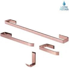 Kit Completo de Acessórios Para Banheiro Rose Gold 4 Peças Quadrado