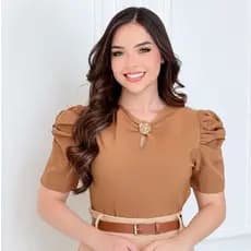 Blusa Moda Feminina Gola Redonda Com Drapeado Manga Curta Elegante