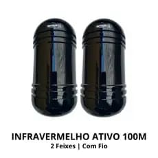 Barreira Infra Ativo Genno Atack Black 2 Feixes 100m Com Fio Para Alarme