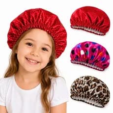 Touca de Cetim Infantil Antifrizz Touca de Dormir para Cabelos Cacheados Crespos e Lisos Proteção Noturna Unissex