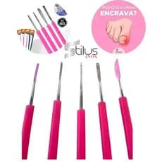 kit Desencravador Rosa Manicure Pedicure Podologia 5 Peças