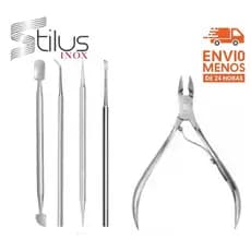 Kit Manicure 5 Peças (Alicate + Palito 2x1 + Desencravador + Espátula + Raspador)
