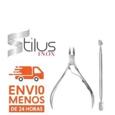 Kit Cutelaria Alicate Aço Inox Manicure Cutícula + Espátula-Aço Inox Stilus Inox