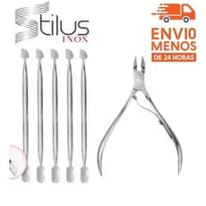 KIT ESPATULA 5 PEÇAS+ ALICATE STILUS INOX MANICURE PODOLOGA
