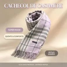 Cachecol Feminino de Cashmere Xadrez - Macio, Quente e Elegante para Inverno
