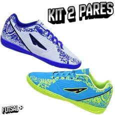 Kit 2 Pares Chuteira Futsal Quadra Unissex Solado Colado Adulto Original Leve Macio Promoção