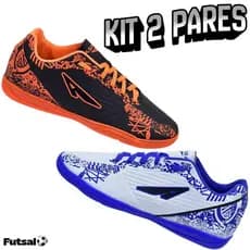 2 Pares Chuteira Unissex Futsal Quadra Adulto Antiderrapante Original Leve Macio Promoção 34 ao 43