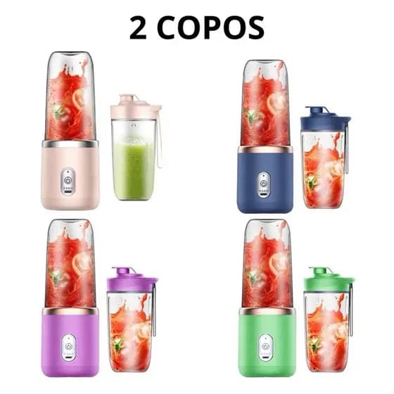 400ML 2copos Espremedor Elétrico Mini Liquidificador Portátil 6 Lâminas De Suco De Alimentos Misturador ELETROX